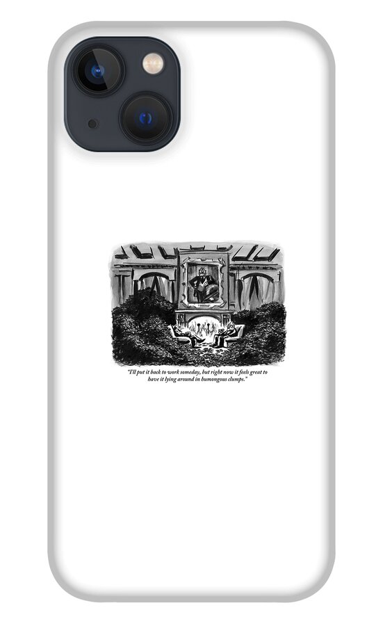 Two Men Sit Next To A Fireplace With Large Piles iPhone 13 Case