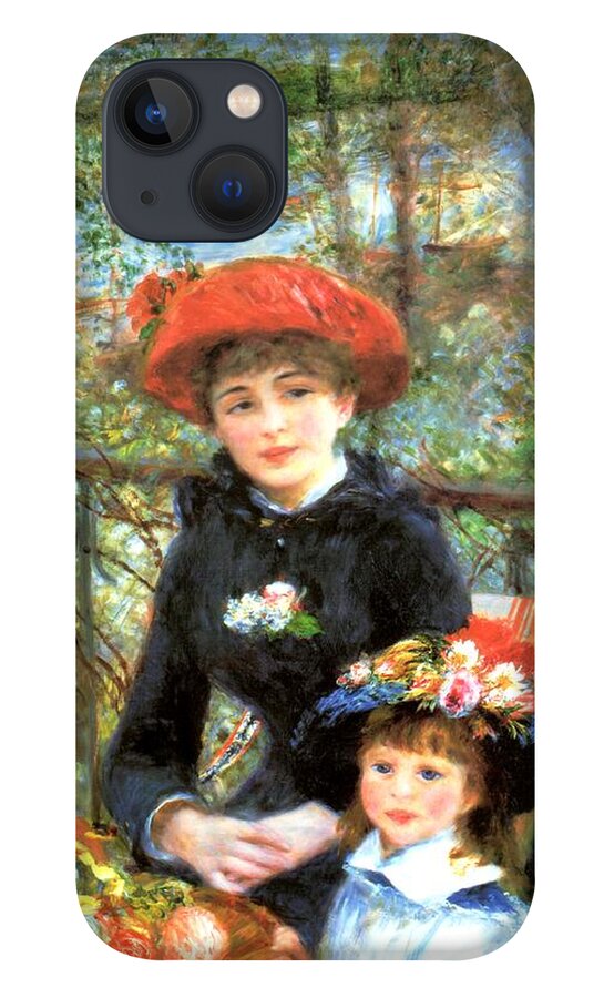 Pierre-auguste Renoir iPhone 13 Case featuring the digital art Two Sisters on the Terrace by Pierre-Auguste Renoir