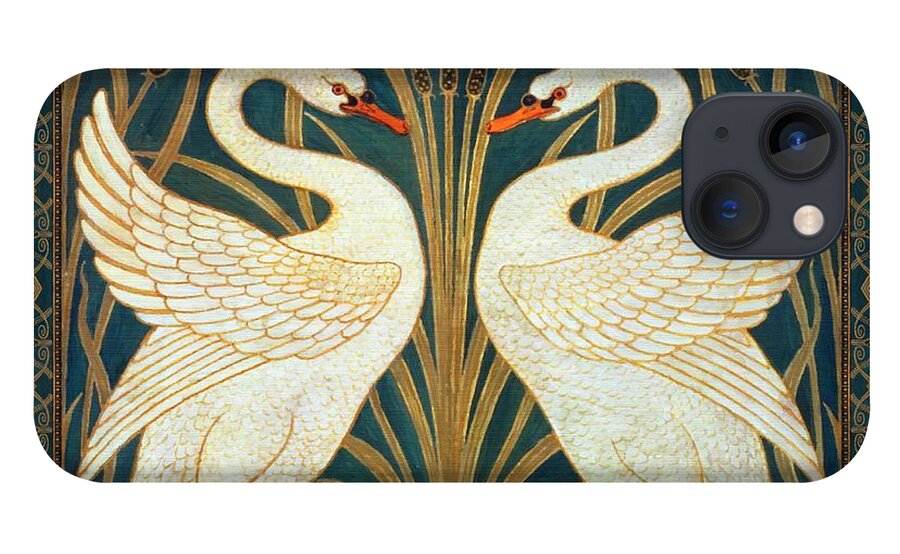 Walter Crane iPhone 13 Case featuring the painting Two Swans by Walter Crane