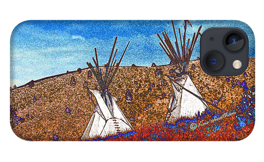 American Indian iPhone 13 Case featuring the photograph Two Teepees by Kae Cheatham