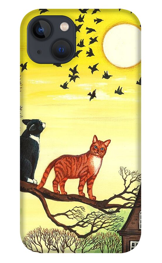 Painting iPhone 13 Case featuring the painting Two Watchers by Margaryta Yermolayeva