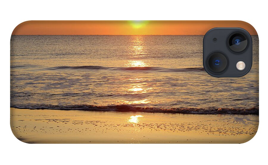 Water's Edge iPhone 13 Case featuring the photograph Tybee Island Beach At Sunrise by Aimintang