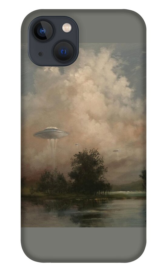 Ufo's iPhone 13 Case featuring the painting UFO's - A Scouting Party by Tom Shropshire