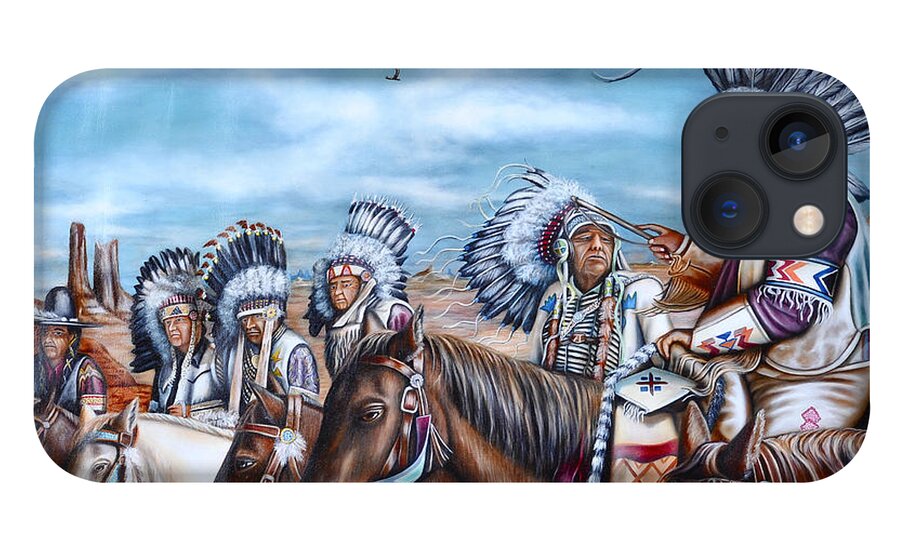 Indian Tribes iPhone 13 Case featuring the painting United Chiefs of America by Ruben Archuleta - Art Gallery