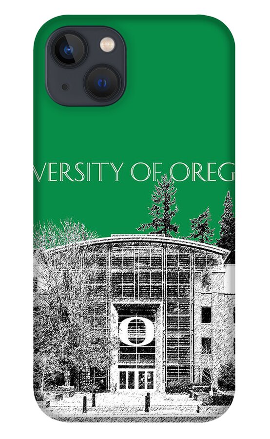 University iPhone 13 Case featuring the digital art University of Oregon - Forest Green by DB Artist