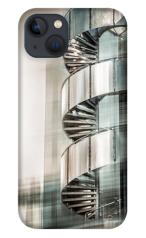 Stairs iPhone 13 Case featuring the digital art Urban Drill - Cyan by Hannes Cmarits