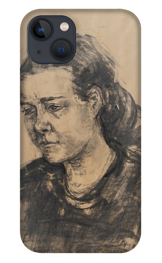 Barbara Pommerenke iPhone 13 Case featuring the drawing Uta by Barbara Pommerenke