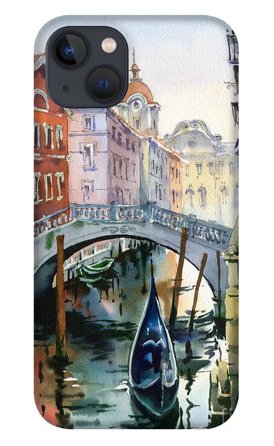 Venetian Canal iPhone 13 Case featuring the painting Venetian Canal VI by Maria Rabinky