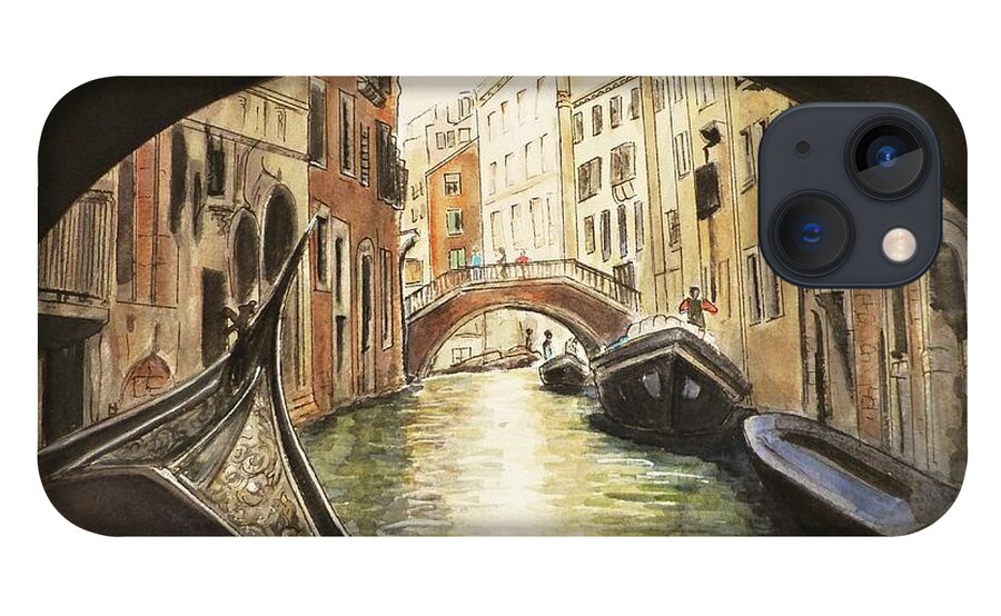 Architecture iPhone 13 Case featuring the painting Venice II by Henrieta Maneva