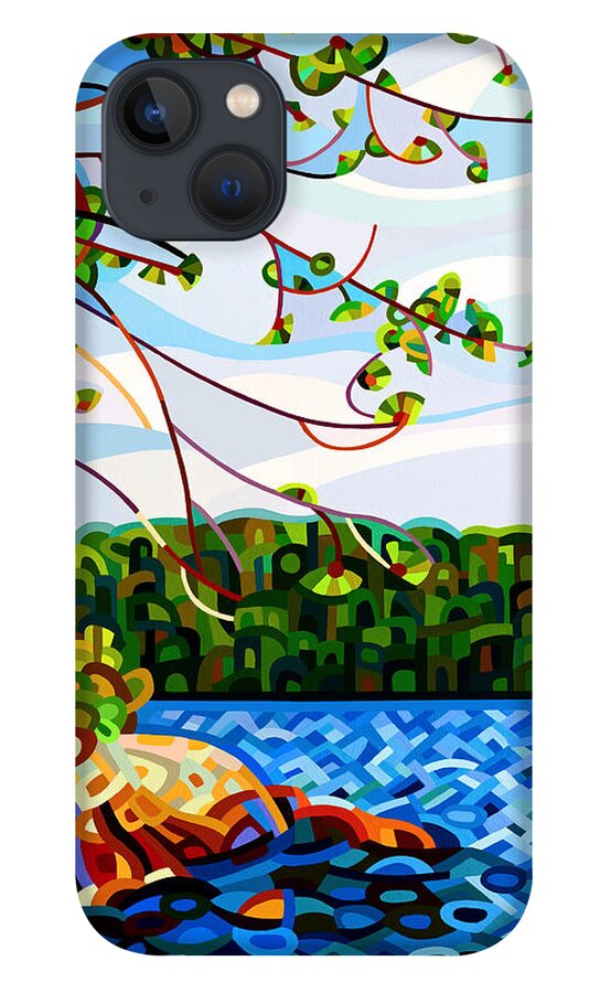 Abstract iPhone 13 Case featuring the painting View From Mazengah by Mandy Budan