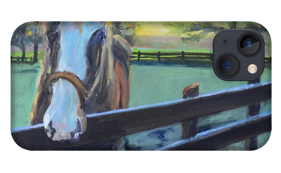 Virginia iPhone 13 Case featuring the painting Virginia Horse Farm Morning by Donna Tuten