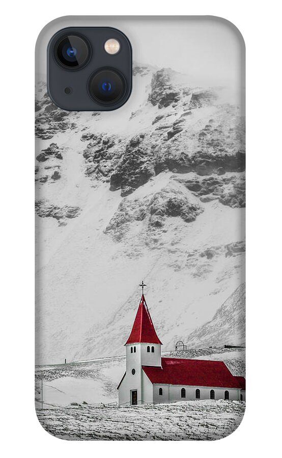 Tranquility iPhone 13 Case featuring the photograph Vík í Mýrdal Church I by Mabry Campbell