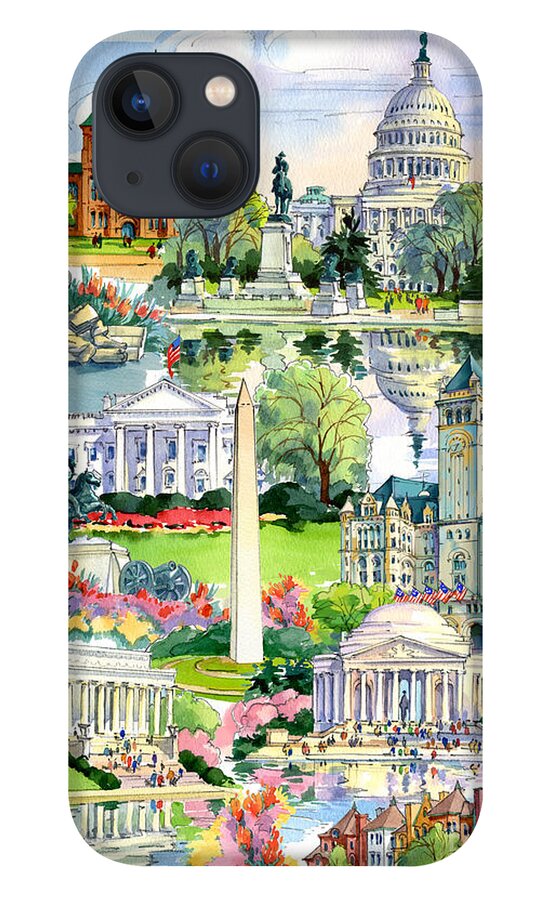 Washington iPhone 13 Case featuring the painting Washington DC painting by Maria Rabinky
