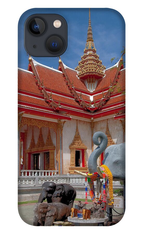 Scenic iPhone 13 Case featuring the photograph Wat Chalong Wiharn and Elephant Tribute DTHP045 by Gerry Gantt
