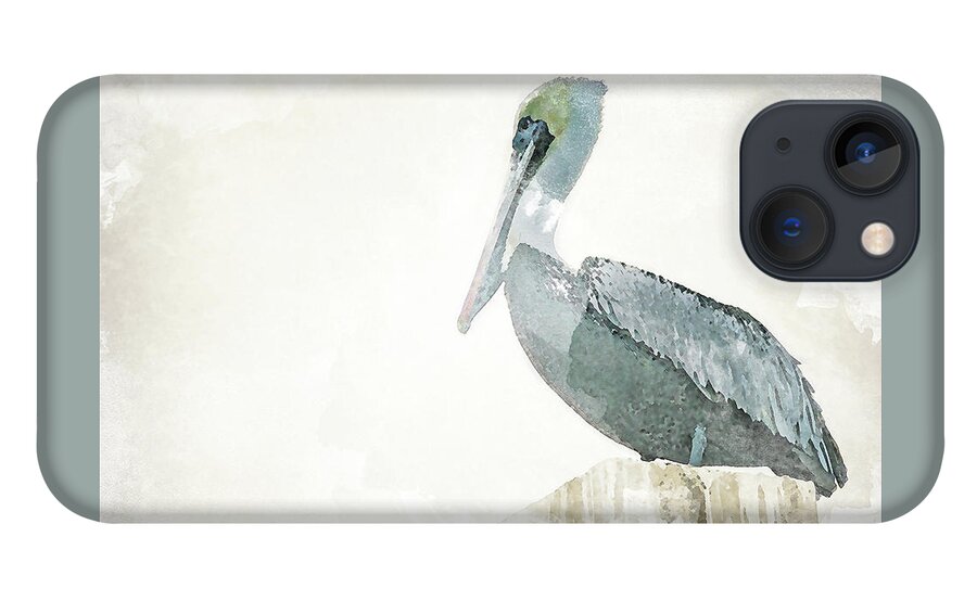 Watercolor iPhone 13 Case featuring the painting Watercolor Pelican by Lisa Hill Saghini