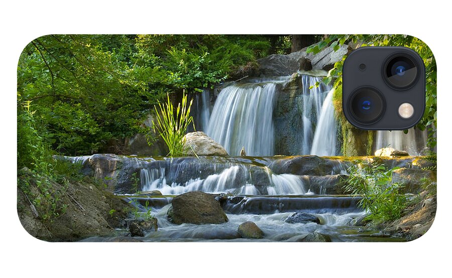 Green iPhone 13 Case featuring the photograph Waterfall at Lake Katherine 2 by Larry Bohlin