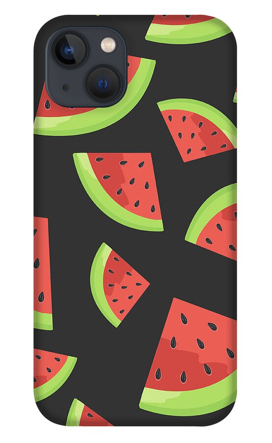 Vector iPhone 13 Case featuring the digital art Watermelon Seamless Background Pattern by Bloodlinewolf