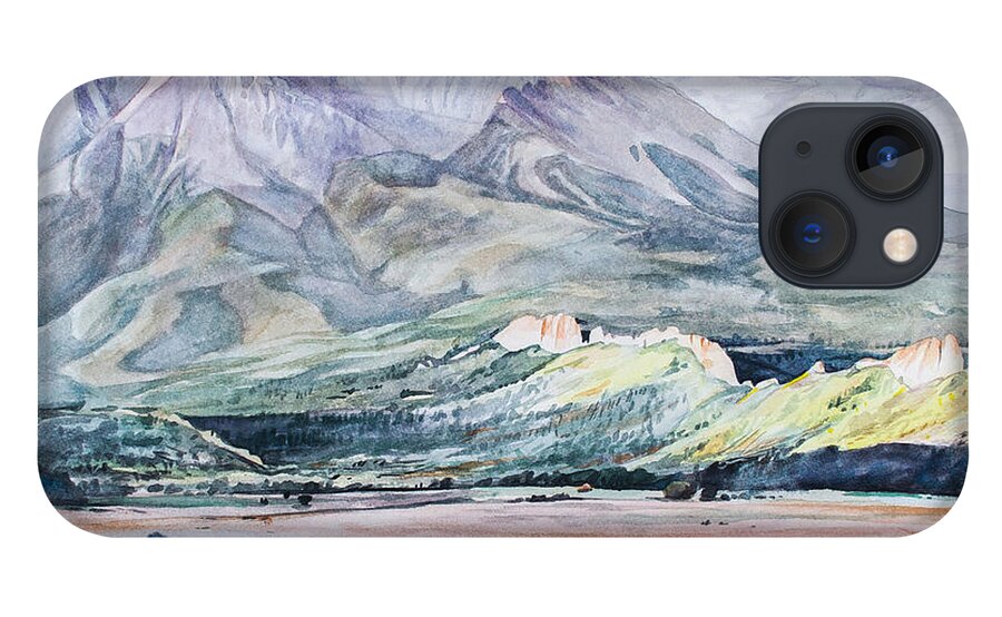West Spanish Peak iPhone 13 Case featuring the painting West Spanish Peak by Aaron Spong