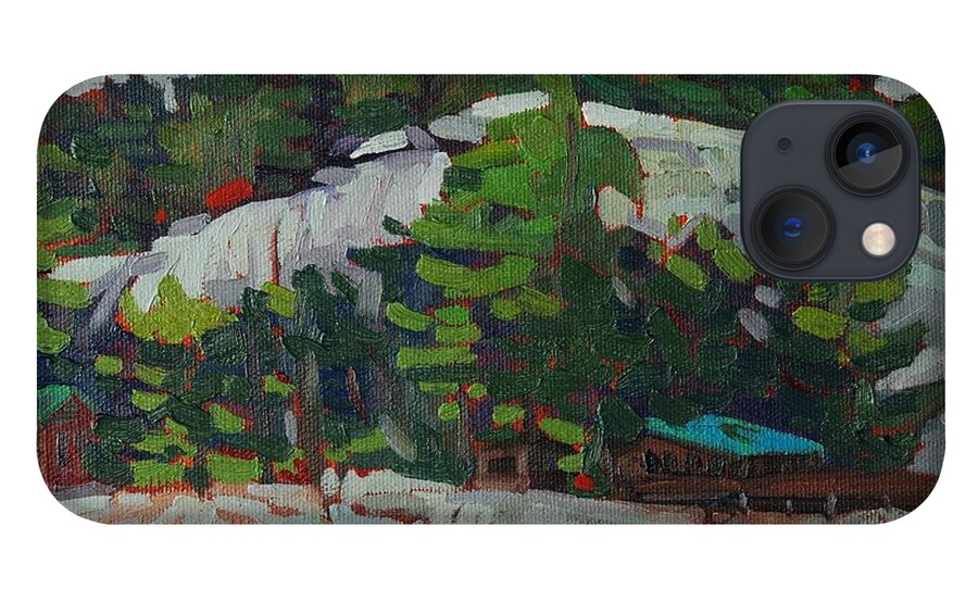 Whitefish iPhone 13 Case featuring the painting Whitefish River Cottages by Phil Chadwick