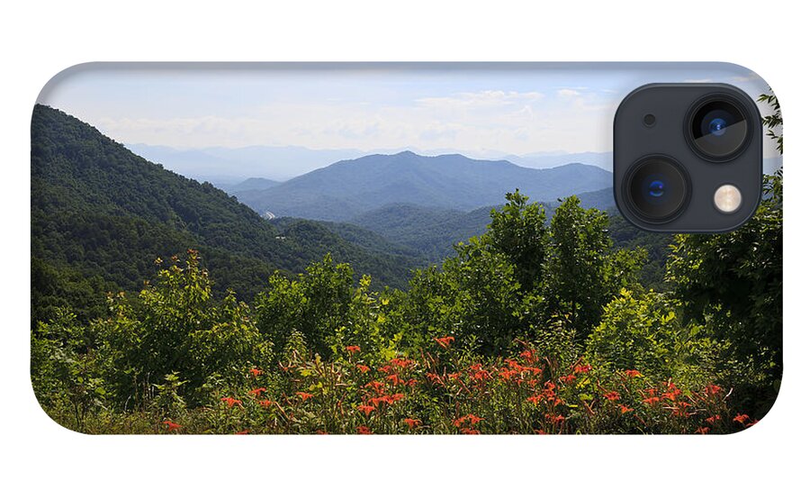 Blue iPhone 13 Case featuring the photograph Wild Lilies with a Mountain View by Jill Lang