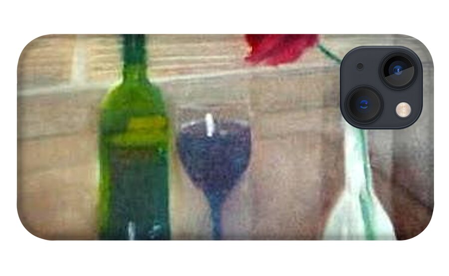 Wine Bottle iPhone 13 Case featuring the painting Wine and Rose by Sheila Mashaw