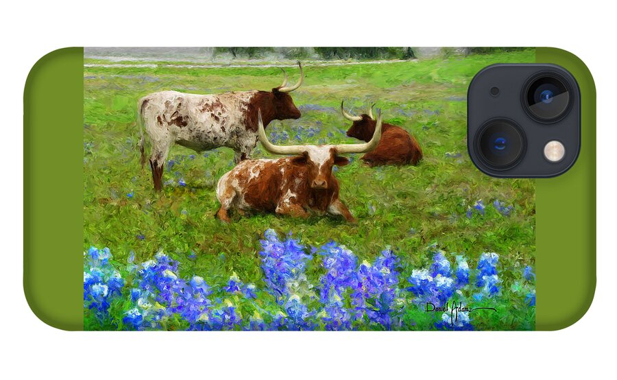 Longhorns iPhone 13 Case featuring the painting Winkin Blinkin and Nod Daniel Adams by Daniel Adams