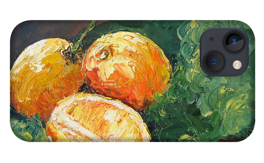 Lemons iPhone 13 Case featuring the painting Winter Meyer Lemons and Kale by Susan Richardson