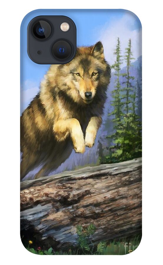 Alaskan Wolf iPhone 13 Case featuring the painting Wolf Run by Robert Corsetti