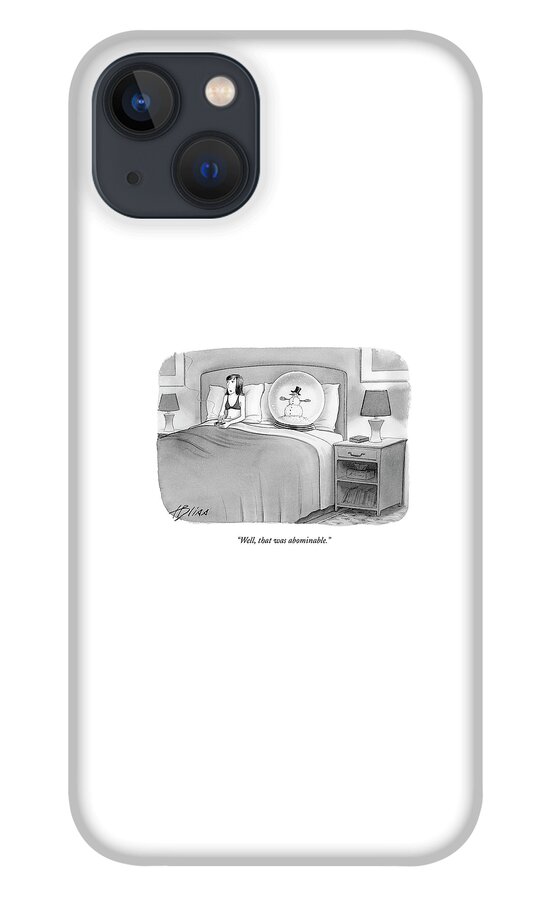 Woman In Bed With A Huge Snow-globe iPhone 13 Case