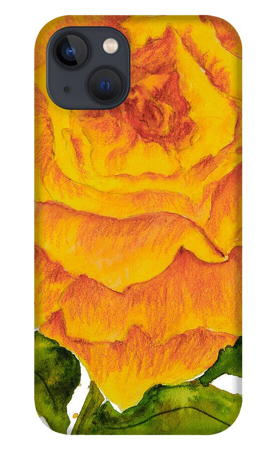 Yellow Rose iPhone 13 Case featuring the painting Yellow Rose by Sally Quillin