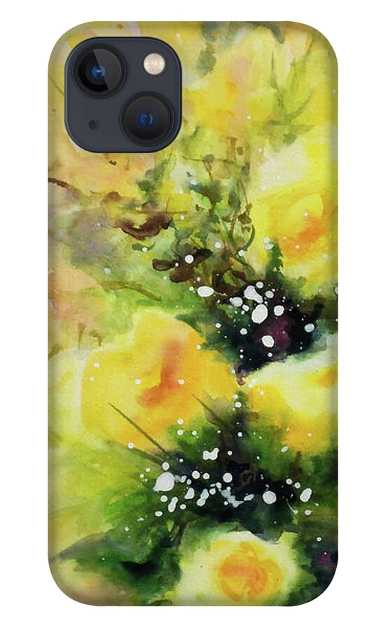 Paintings iPhone 13 Case featuring the painting Yellow Roses by Kathy Braud