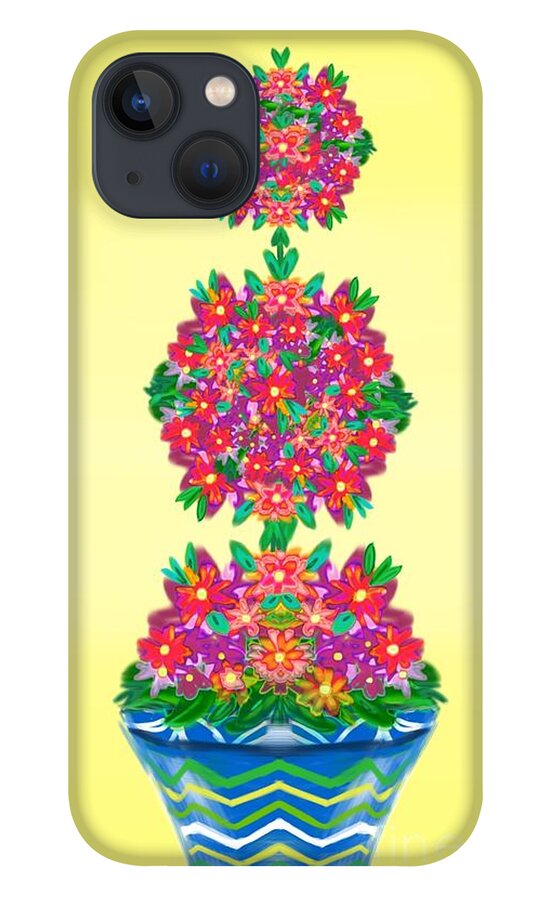 Floral iPhone 13 Case featuring the digital art Zig zag topiary by Christine Fournier