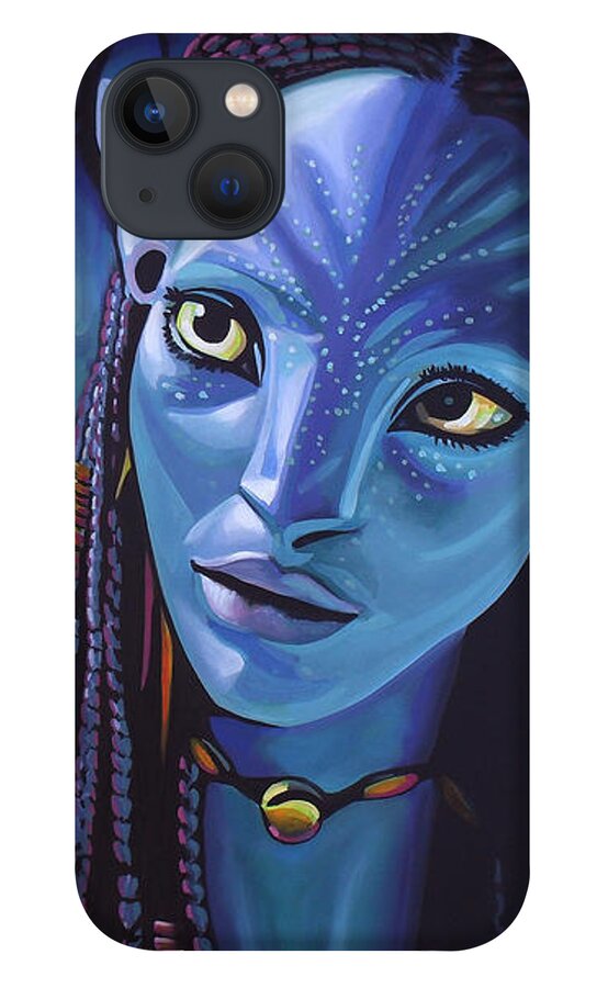 #faatoppicks iPhone 13 Case featuring the painting Zoe Saldana as Neytiri in Avatar by Paul Meijering