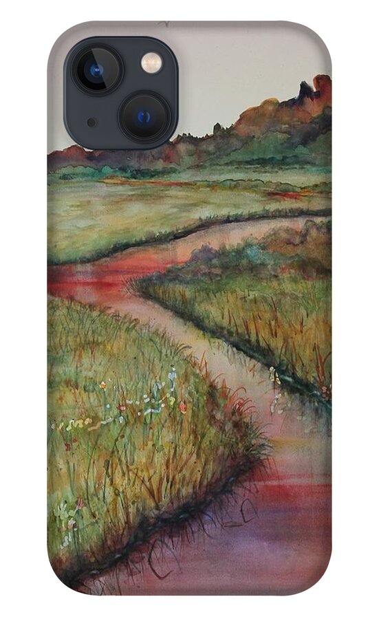 Marsh iPhone 13 Case featuring the painting Wetlands by Ruth Kamenev