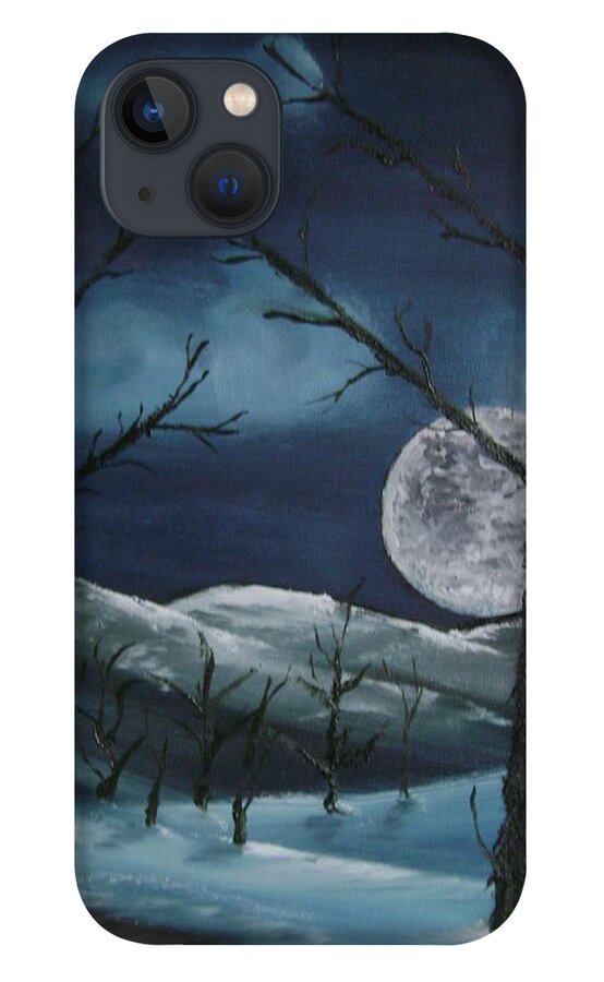 Landscape iPhone 13 Case featuring the painting Winter Night by Charles and Melisa Morrison