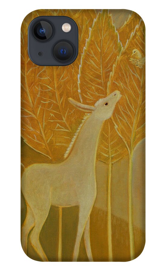 Animal iPhone 13 Case featuring the painting A Little Golden Song by Tone Aanderaa