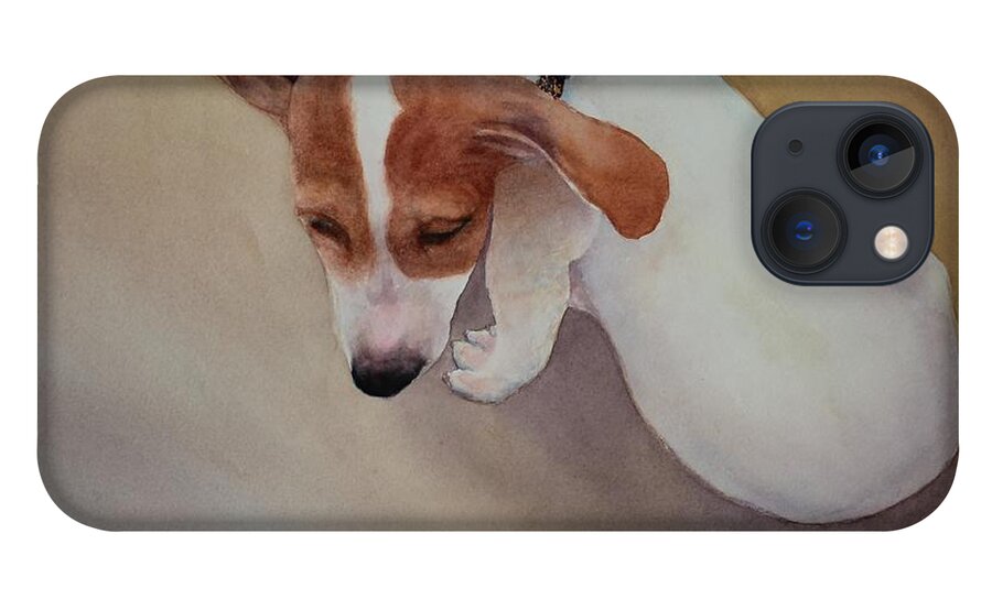 Puppy iPhone 13 Case featuring the painting All Played Out by Ruth Kamenev