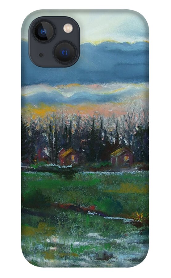 Sun iPhone 13 Case featuring the painting Cabanes dans les Bois by Marie-Claire Dole