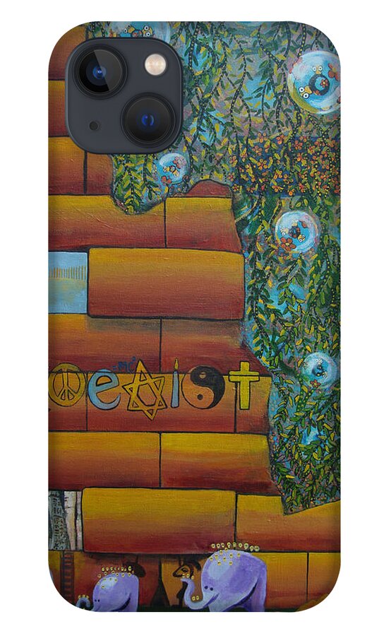 Coexist iPhone 13 Case featuring the painting Coexist by Mindy Huntress