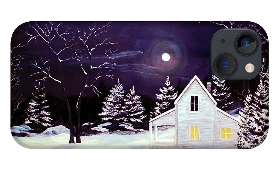 Cold Moonlight iPhone 13 Case featuring the painting Cold Moonlight by Peggy Miller