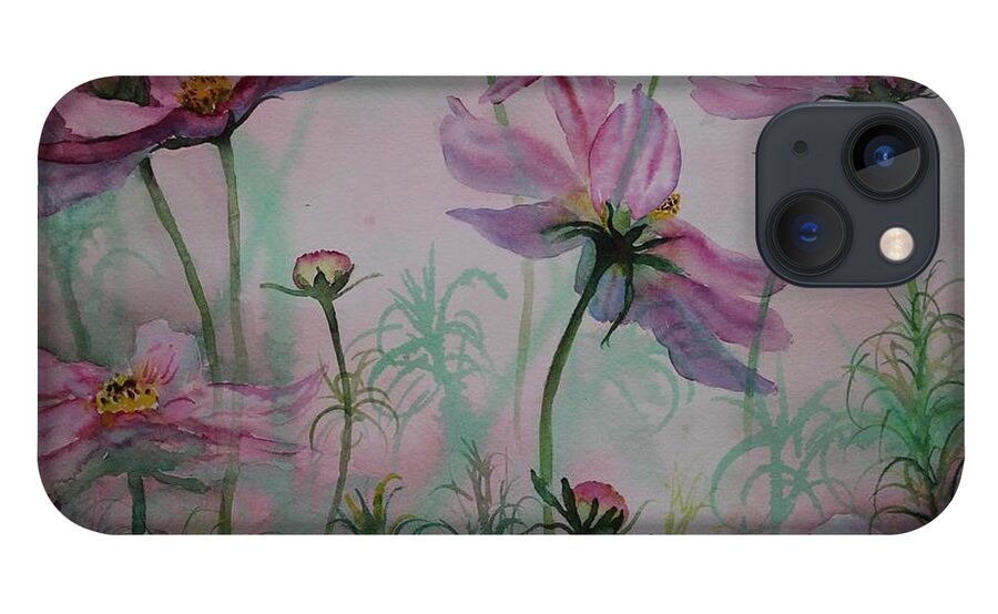 Flowers iPhone 13 Case featuring the painting Cosmos by Ruth Kamenev