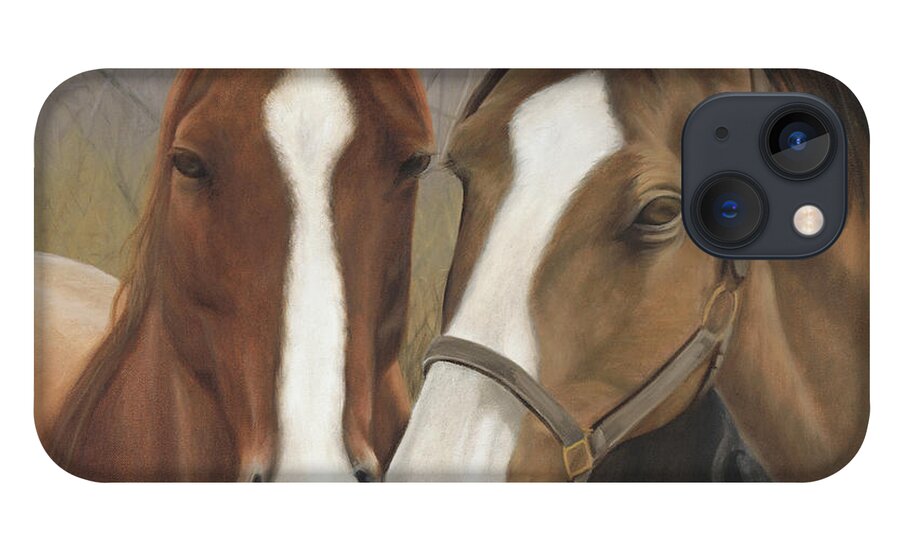 Horses Showing Affection Over The Fence iPhone 13 Case featuring the painting Courtship by Tammy Taylor