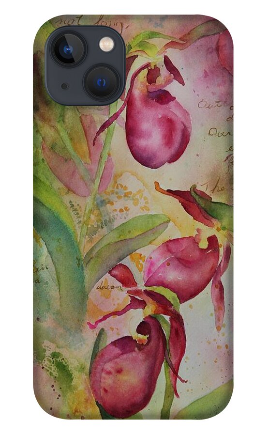 Ladyslippers iPhone 13 Case featuring the painting Days of Wine and Roses by Ruth Kamenev