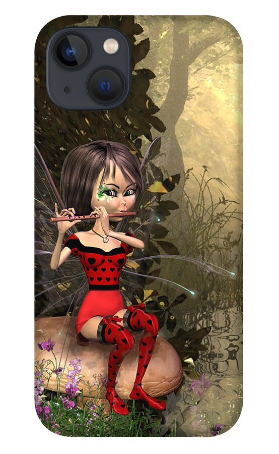 Forest Fairy Playing The Flute iPhone 13 Case featuring the digital art Forest Fairy playing the flute by John Junek