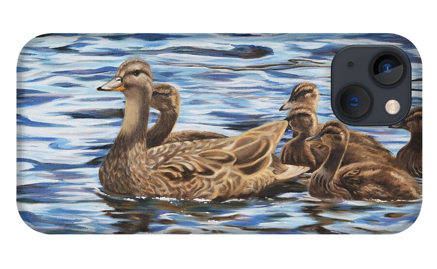 Mallard Ducks iPhone 13 Case featuring the painting Family Outing by Tammy Taylor