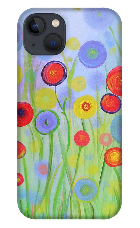 Flowers iPhone 13 Case featuring the painting Field of Dreams by Stacey Zimmerman
