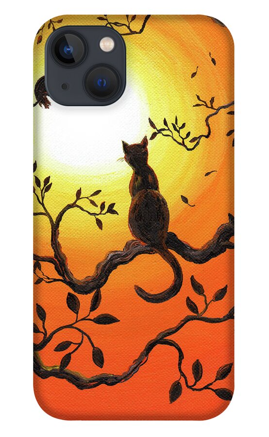 Landscape iPhone 13 Case featuring the painting Halloween Sunset by Laura Iverson