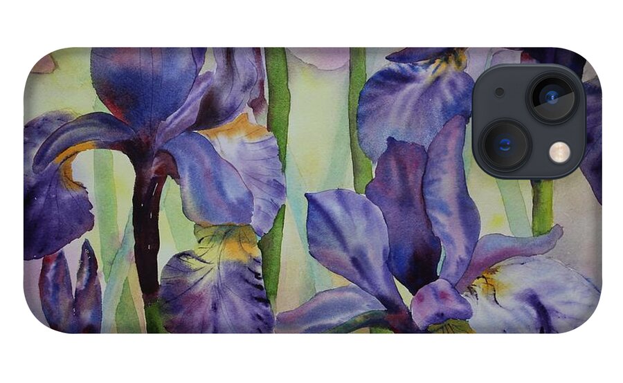 Flowers iPhone 13 Case featuring the painting Iris by Ruth Kamenev