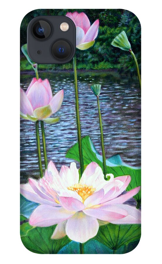 Lotus iPhone 13 Case featuring the painting Lotus by John Lautermilch