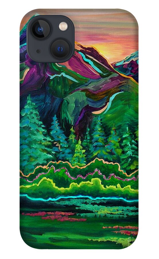 Mountain Landscape iPhone 13 Case featuring the painting Mountain Splendor by Genie Morgan